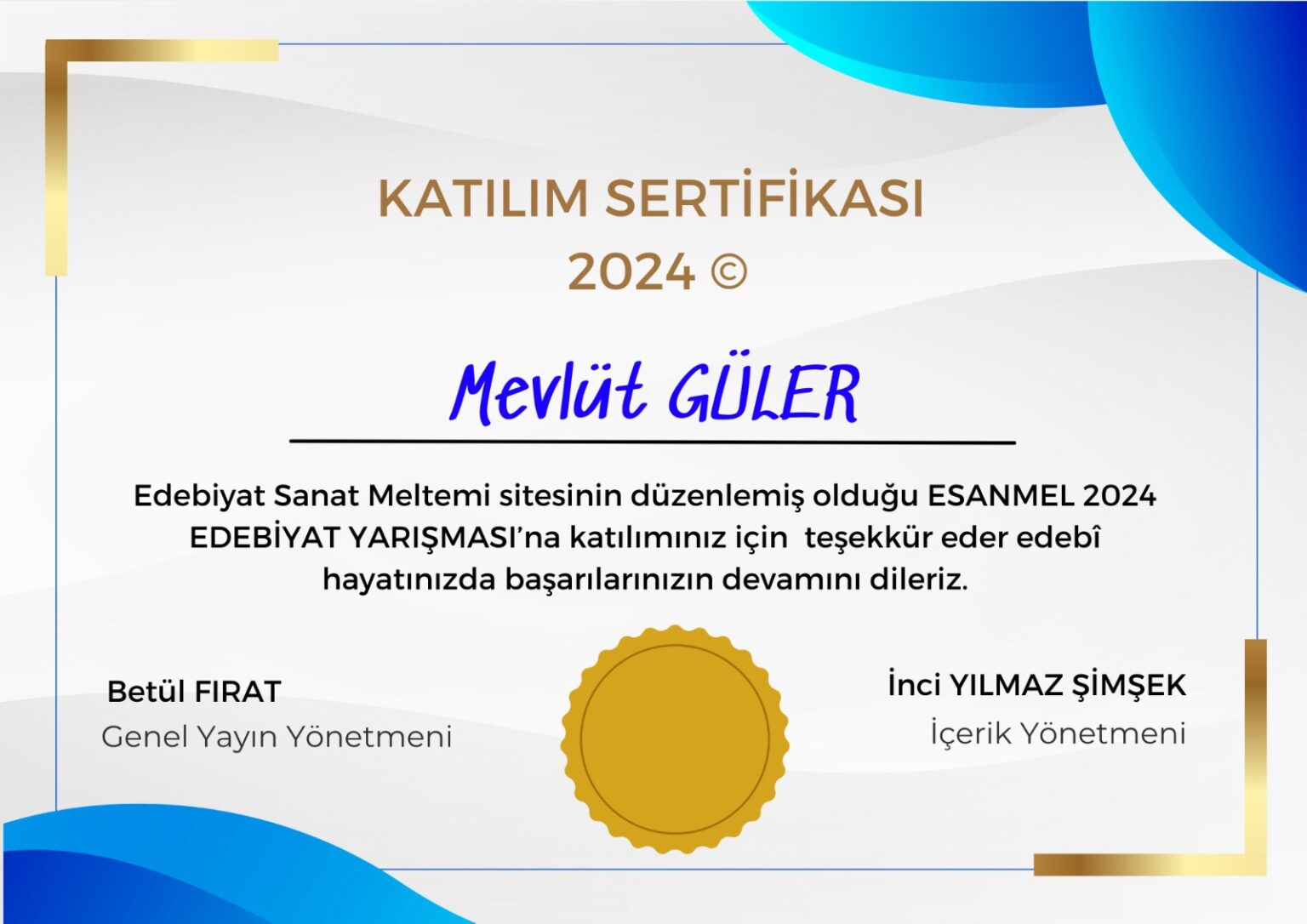2024 Edebiyat Sanat Meltemi Yarışması Sertifikaları | Edebiyat Sanat ...