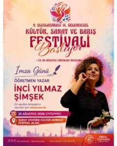 İNCİ YILMAZ ŞİMŞEK, SARAY KÜLTÜR, SANAT VE BARIŞ FESTİVALİ’NDE OKURLARIYLA BULUŞACAK